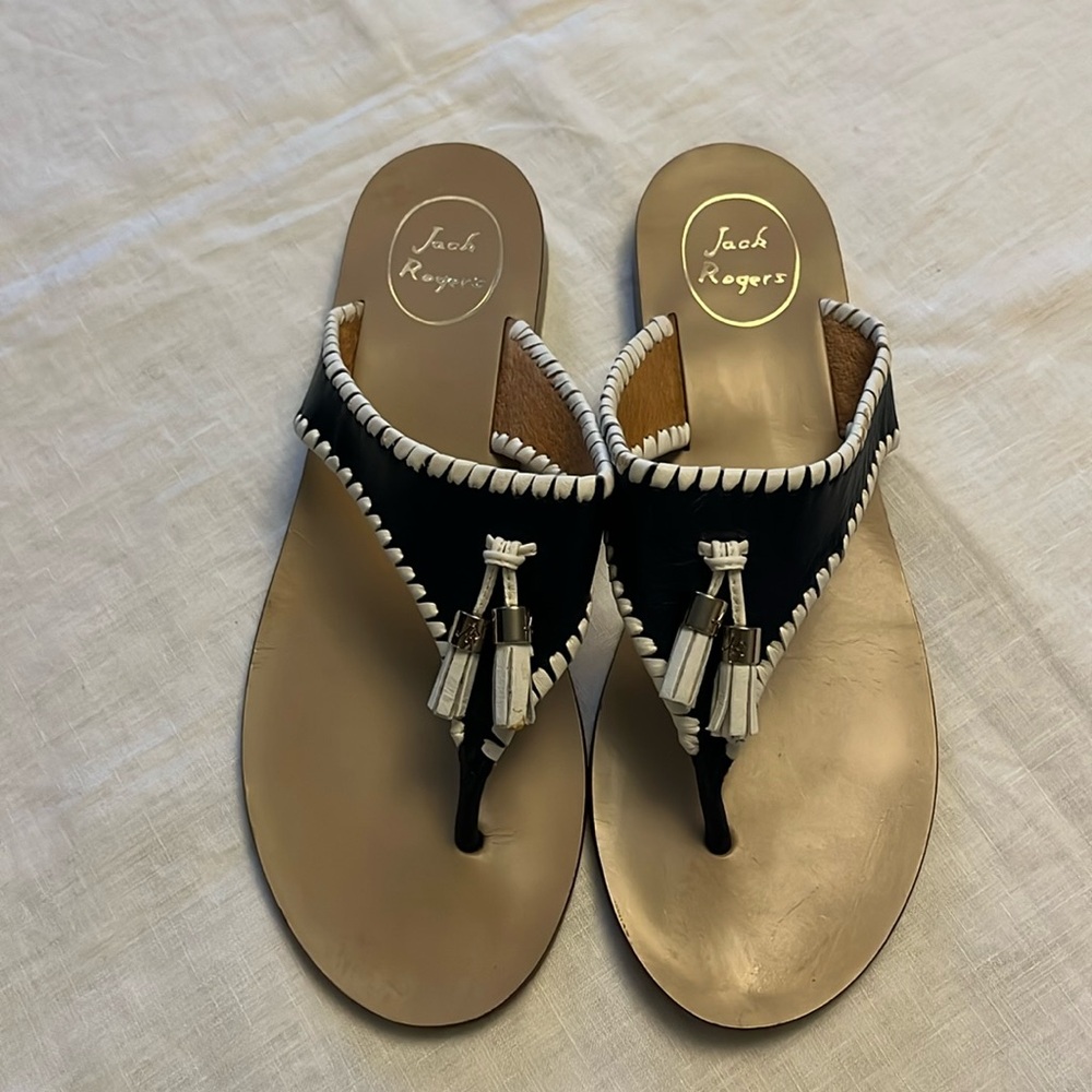 Jack Rogers Navy/white tassel Alana Sandals. Size 9. Very nice condition